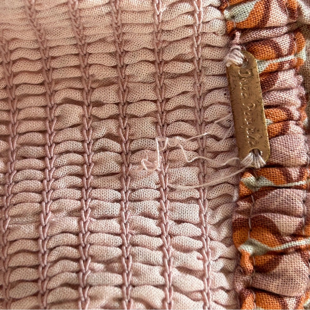 Free People Dusty Pink Geo Smocked Babydoll Mini Dress - Picture 9 of 11